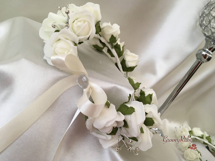 Bride Flower Head Garland - Ivory