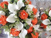 Orange Rose & White Large Calla Lily
