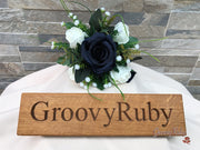 Navy Silk & Ivory Roses With Gypsophila *Limited Edition*