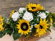 Sunflowers With Roses & Gypsophila