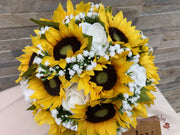 Sunflowers With Roses & Gypsophila