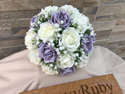 Vintage Lilac Roses With Gypsophila
