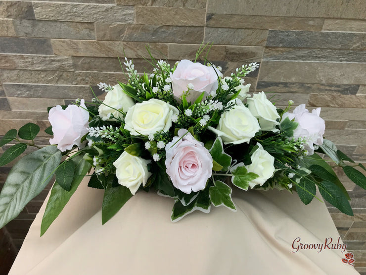 Fresh Look Blush Pink Roses With Heather & Gypsophila *Special Edition*