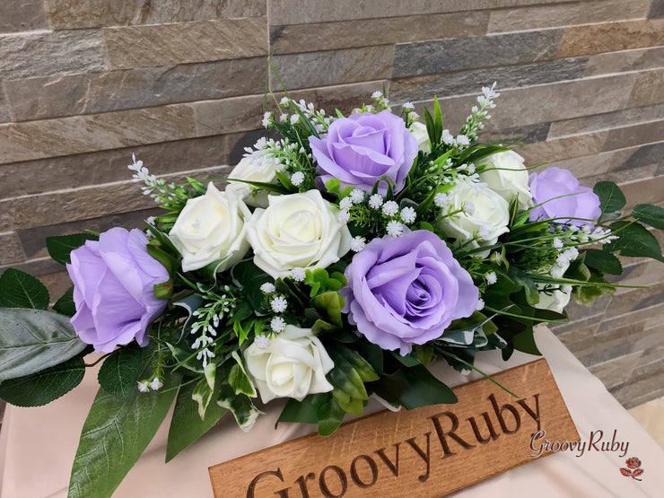 Lilac White Roses Fresh Look Ice Lilac Roses With Heather & Gypsophila *Special Edition ...