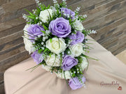 Fresh Look Ice Lilac Roses With Heather & Gypsophila *Special Edition*