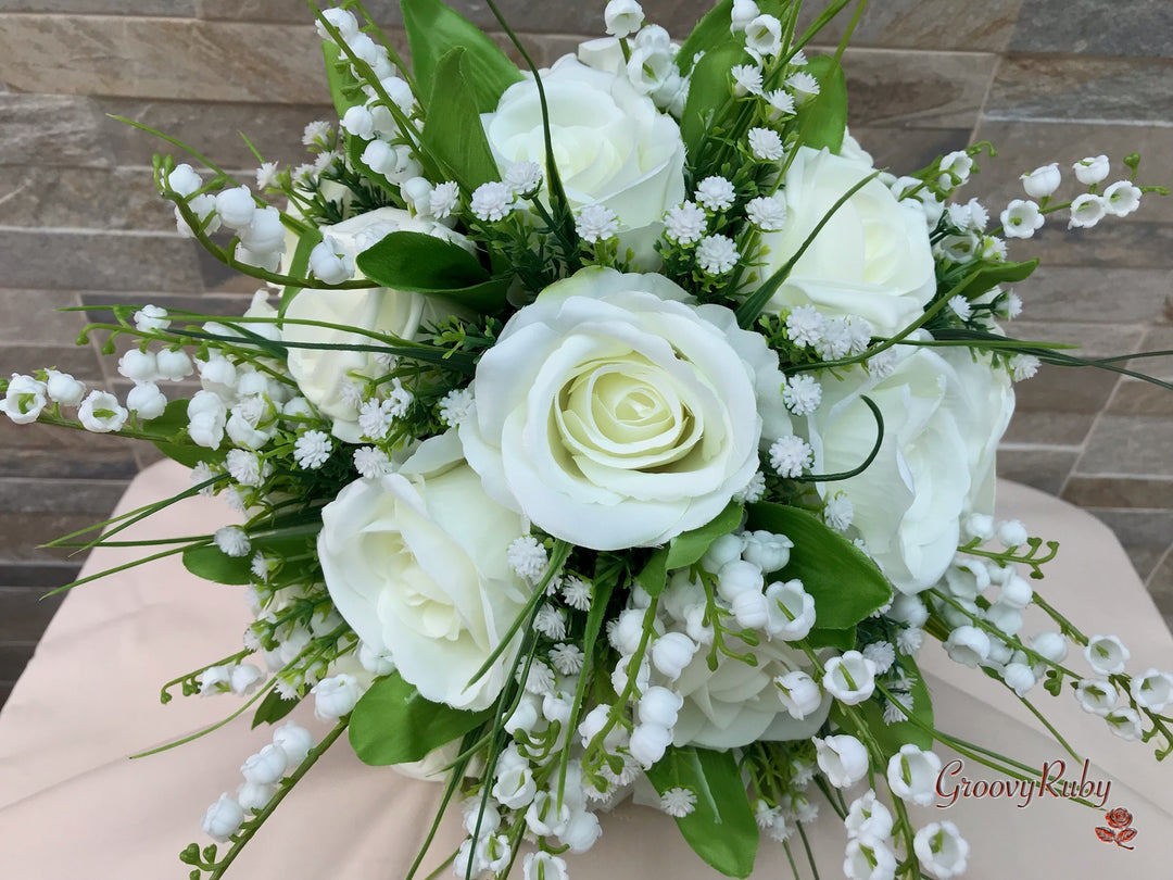 lily of the valley and white rose bouquet Fresh Look Ivory Roses With Lily of the Valley *Special Edition* – GroovyRuby Ltd