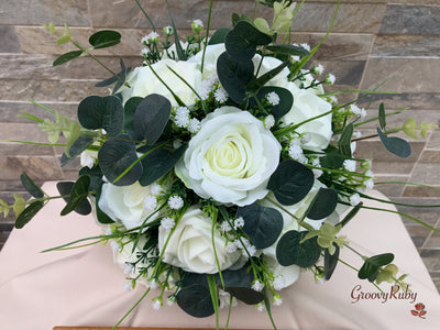 Fresh Look Ivory Roses With Eucalyptus *Special Edition*