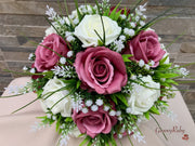 Fresh Look Rose Pink Roses With Heather & Gypsophila *Special Edition*