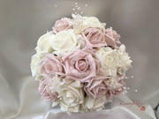 Mocha Pink Glitter Rose With Ivory Babies Breath