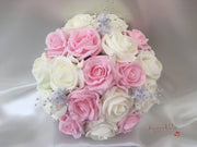 Pastel Glitter Roses With Silver Babies Breath
