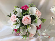 Hot Pink & Baby Pink Rose & Large White Calla Lily