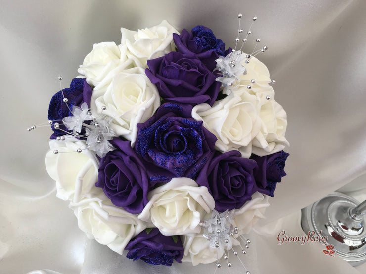 Cadbury Purple Glitter Rose With Silver Babies Breath
