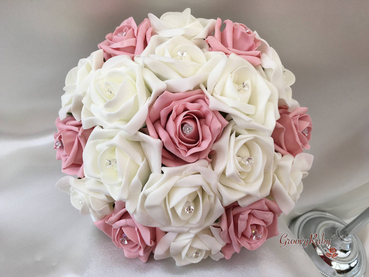 Dusky Pink & Ivory Rose Crystal