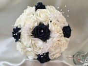 Navy & Ivory Rose Crystal With Ivory Pearl Babies Breath