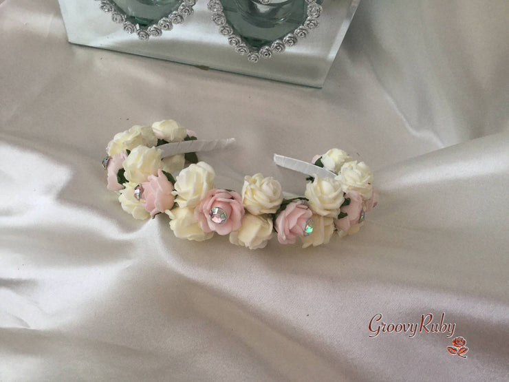 Baby Pink Rose, Lily of the Valley & Large Calla Lily With Diamante Brooch