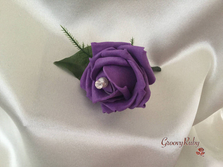 Single Pearl Rose Buttonhole - Colour of your Choice