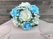 Baby Blue Roses With Gypsophila