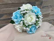 Baby Blue Roses With Gypsophila