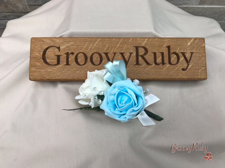 Baby Blue Roses With Gypsophila