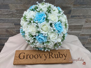 Baby Blue Roses With Gypsophila