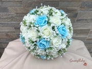 Baby Blue Roses With Gypsophila