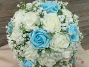 Baby Blue Roses With Gypsophila