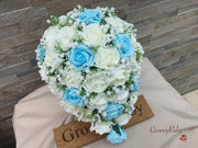 Baby Blue Roses With Gypsophila