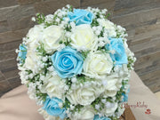 Baby Blue Roses With Gypsophila