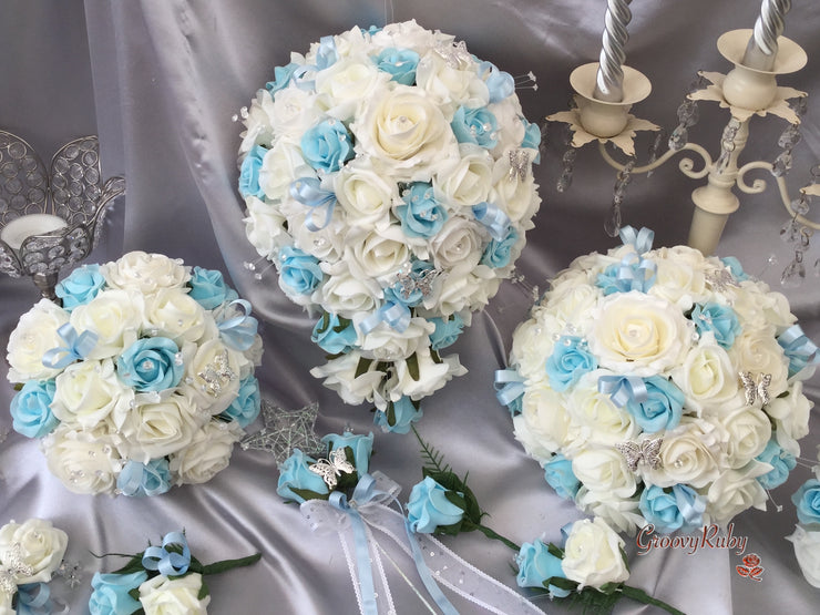 Baby Blue & Ivory Butterfly Crystal