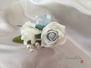 Ladies Pin On Corsage With Pearl Spray & Ribbon - Colour Combination Of your Choice
