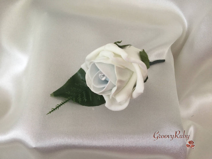 Single Crystal Rose Buttonhole - Colour of your Choice