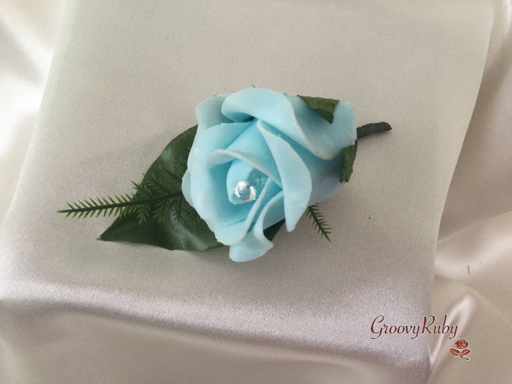Single Crystal Rose Buttonhole - Colour of your Choice