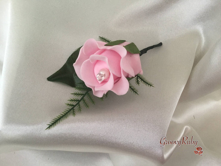 Single Pearl Rose Buttonhole - Colour of your Choice
