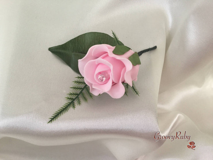 Single Crystal Rose Buttonhole - Colour of your Choice