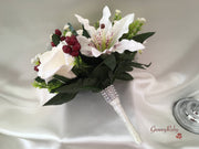 Small Tiger Lilies & Ivory Roses With Berries