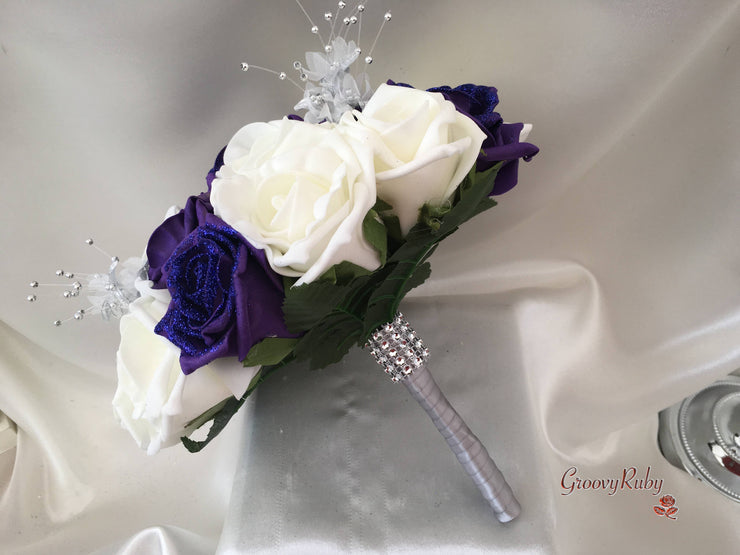 Cadbury Purple Glitter Rose With Silver Babies Breath