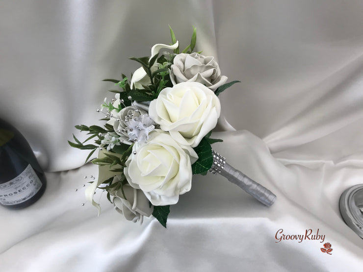 Glittered Calla Lily With Silver