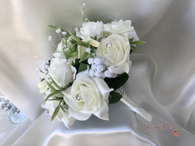 Ivory Roses & Carnations With Calla Lily & Gypsophila