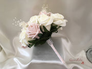 Mocha Pink Glitter Rose With Ivory Babies Breath