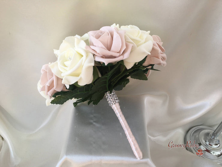 Mocha Pink & Ivory Rose Crystal