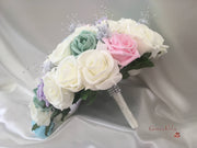 Pastel Glitter Roses With Silver Babies Breath