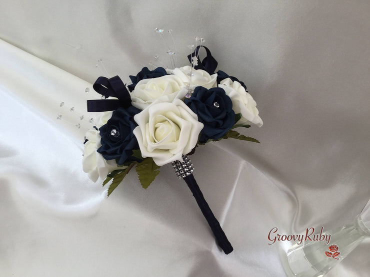Navy & Ivory Butterfly Crystal