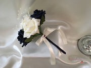 Navy & Ivory Rose Crystal With Ivory Pearl Babies Breath