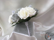 Silver Glitter Rose With Silver Babies Breath
