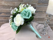 Mint Green Roses & Ivory Carnations With Calla Lily & Gypsophila