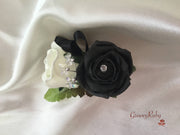 Ladies Pin On Corsage With Crystal Spray & Ribbon - Colour Combination Of Your Choice