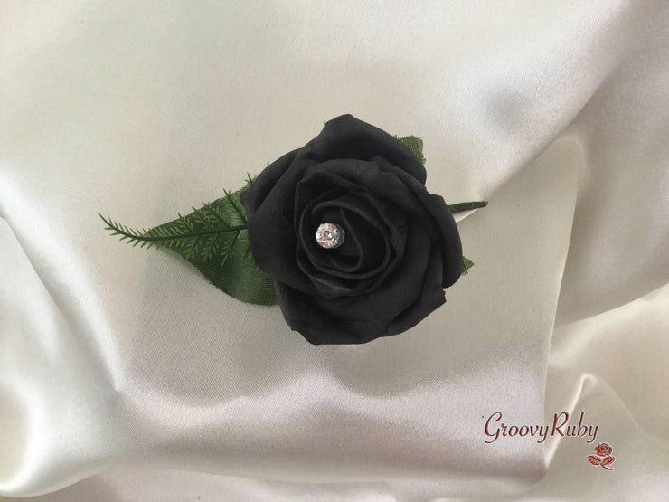 Single Crystal Rose Buttonhole - Colour of your Choice