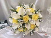 Lemon Roses With Lily of the Valley & Large Calla Lily