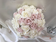 Mocha Pink Glitter Rose With Ivory Babies Breath