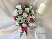 Hot Pink & Baby Pink Rose & Large White Calla Lily